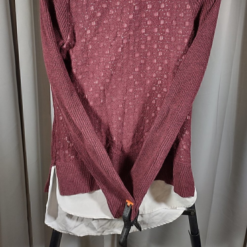 VERA WANG (SIMPLY VERA), BURGUNDY LACE SWEATER, SIZE S - Picture 6 of 12